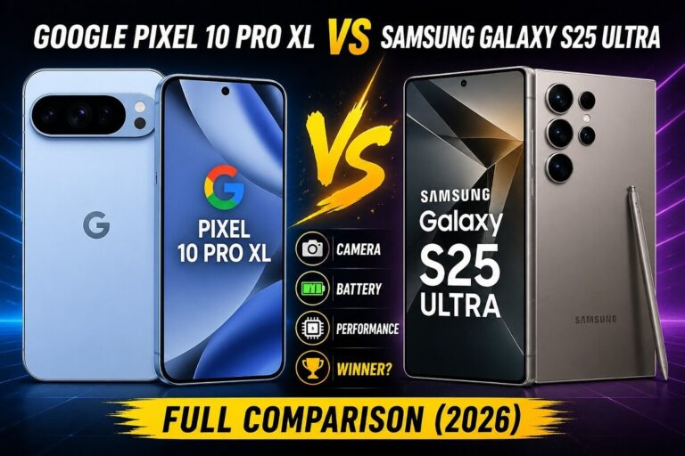 Google Pixel 10 Pro XL vs Samsung Galaxy S25 Ultra full comparison 2026 smartphone