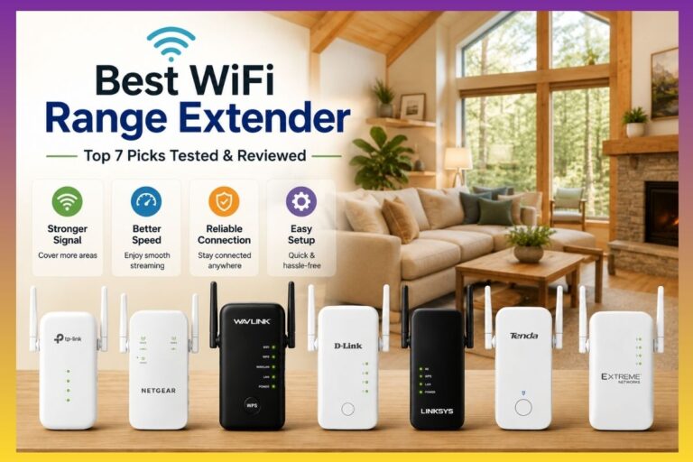 Best WiFi Range Extender for RV with multiple wireless extenders in a modern home setting for reliable long-range internet coverage.